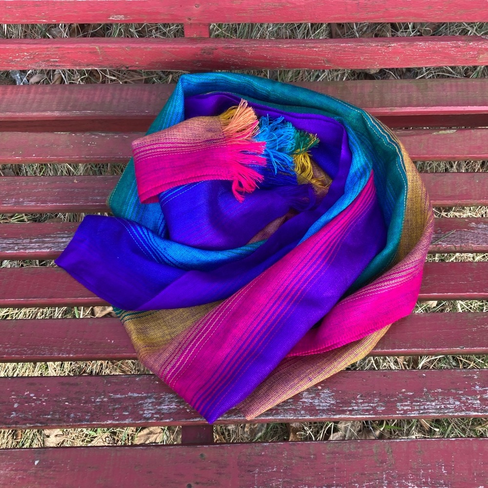 Boho Scarf Wrap Shawl Beautiful Soft Colorful Rainbow Lightweight